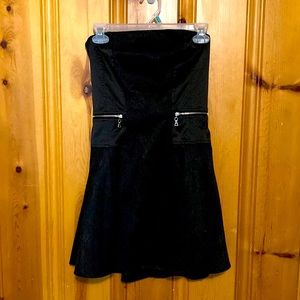 Black strapless dress with fun detail!